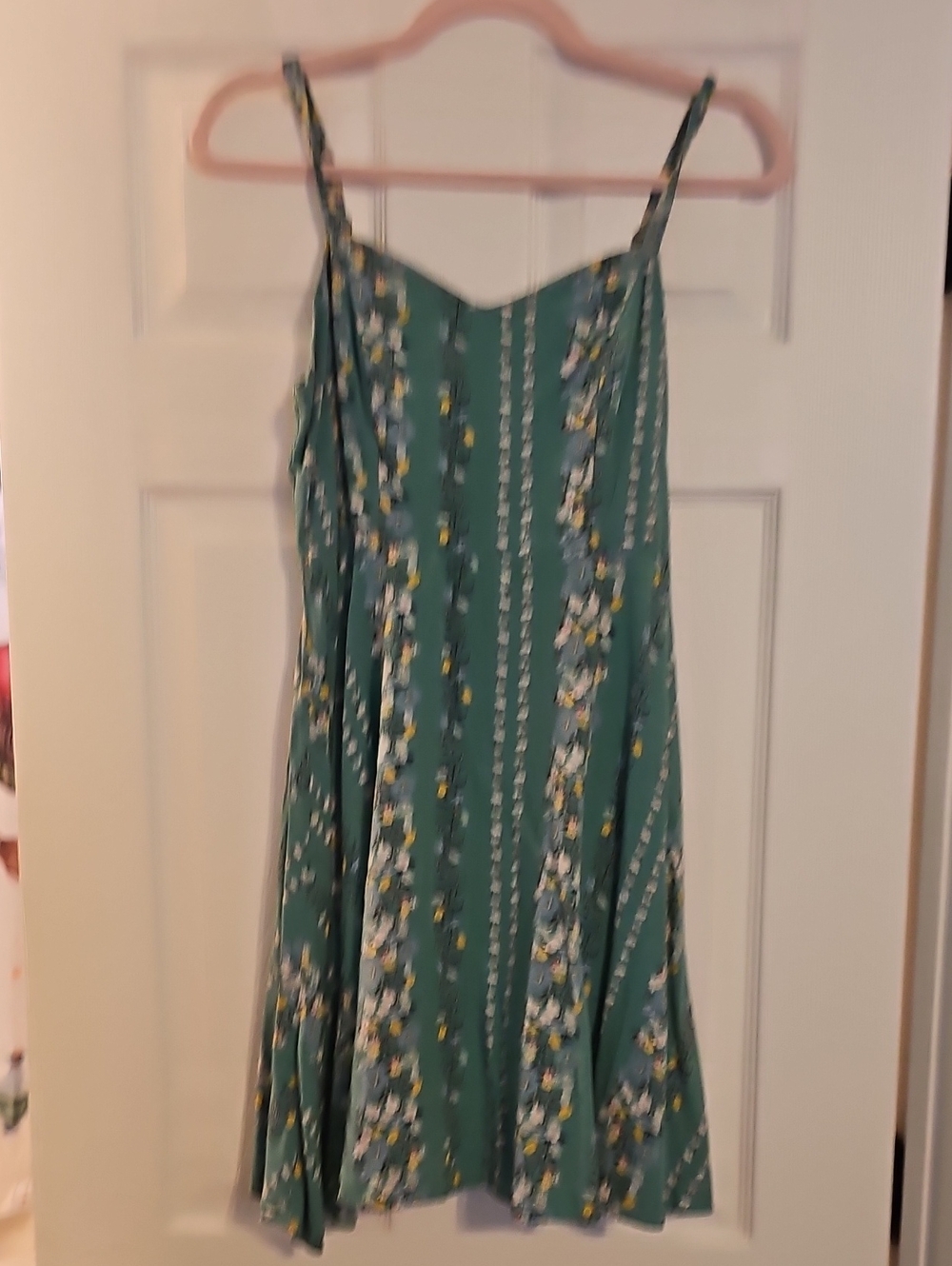 Old Navy Green Floral Spaghetti-Strap Mini Dress